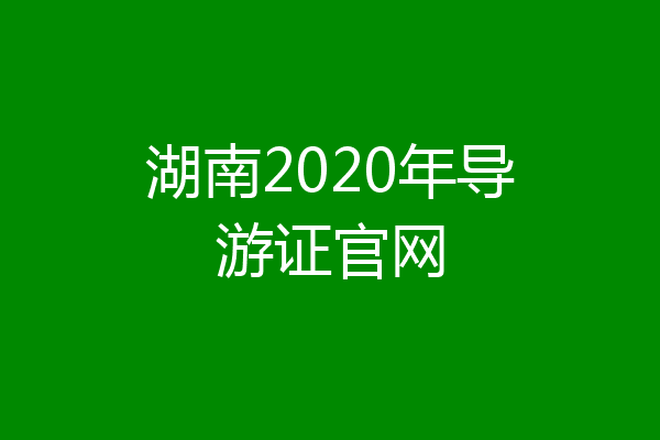 湖南2020年导游证官网