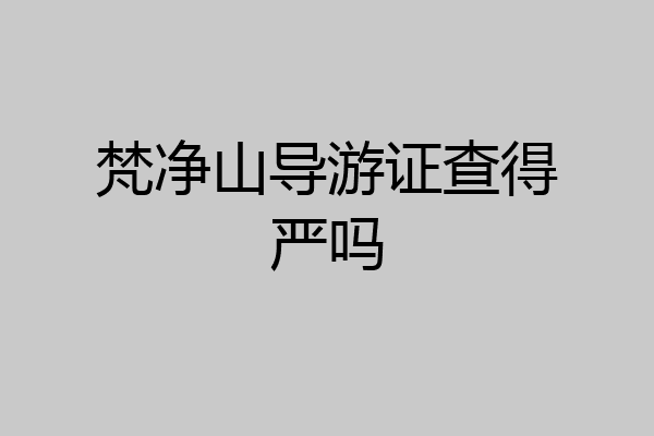 梵净山导游证查得严吗