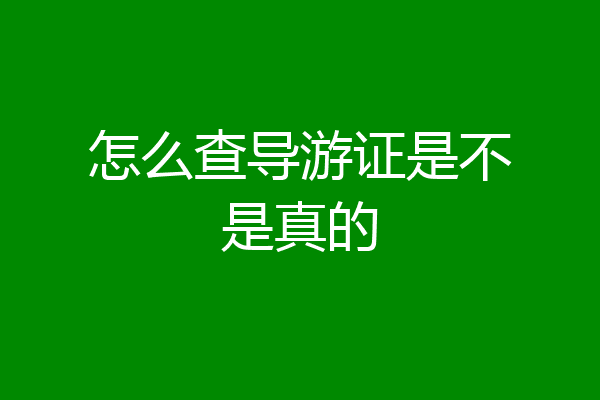 怎么查导游证是不是真的