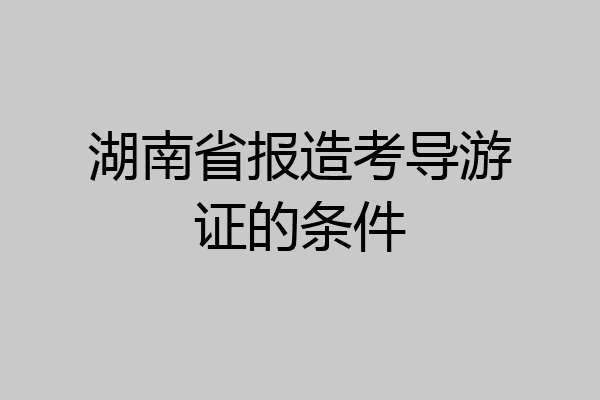 湖南省报造考导游证的条件