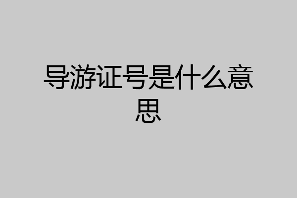 导游证号是什么意思