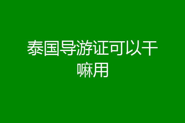 泰国导游证可以干嘛用
