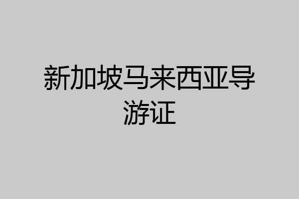新加坡马来西亚导游证