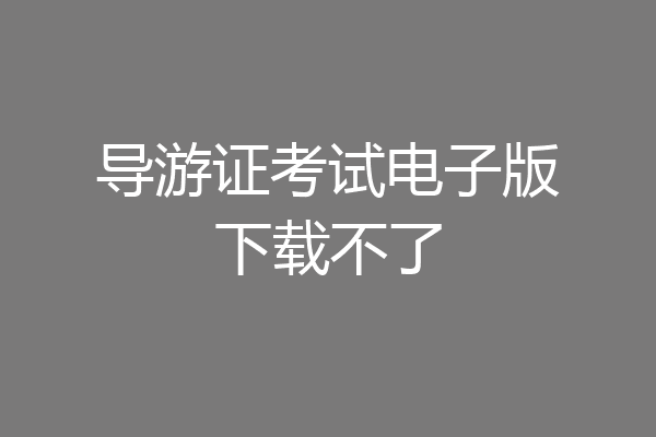 导游证考试电子版下载不了