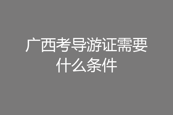 广西考导游证需要什么条件