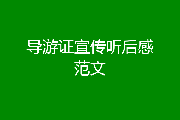 导游证宣传听后感范文