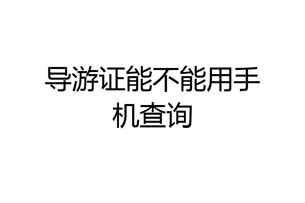 导游证能不能用手机查询