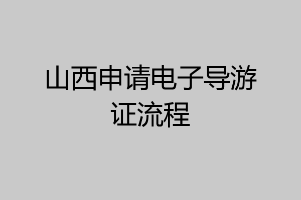 山西申请电子导游证流程
