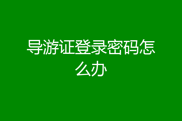 导游证登录密码怎么办