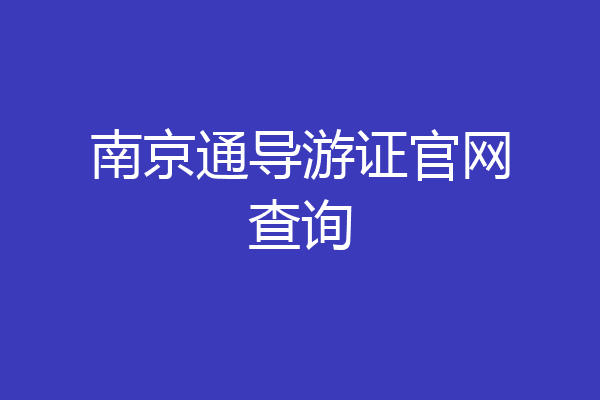 南京通导游证官网查询
