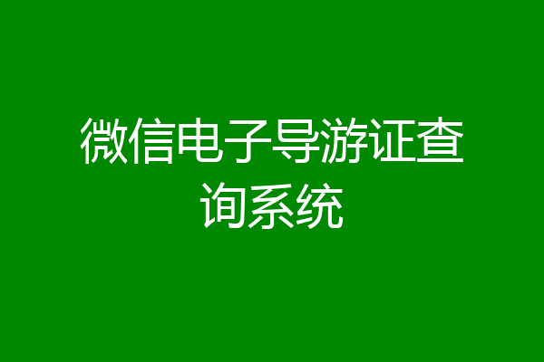 微信电子导游证查询系统