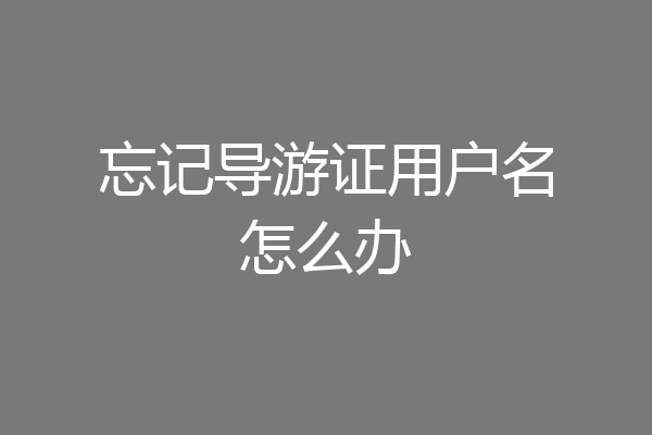 忘记导游证用户名怎么办