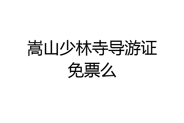 嵩山少林寺导游证免票么