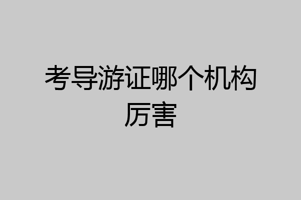 考导游证哪个机构厉害