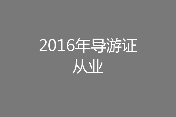 2016年导游证从业