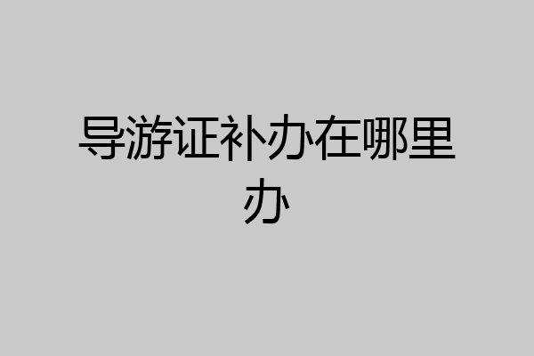 导游证补办在哪里办