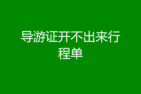 导游证开不出来行程单