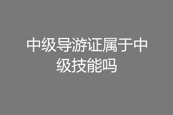 中级导游证属于中级技能吗