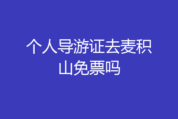 个人导游证去麦积山免票吗