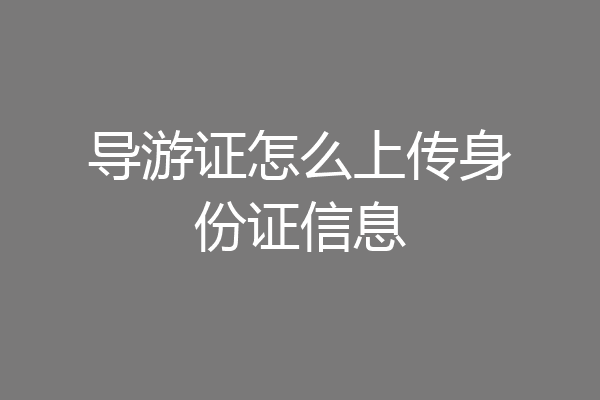 导游证怎么上传身份证信息