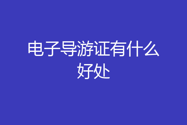 电子导游证有什么好处
