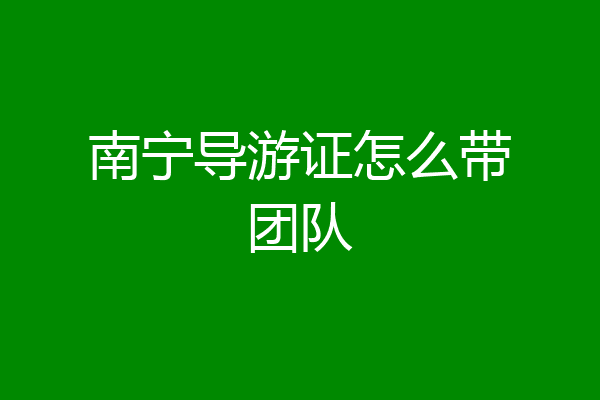 南宁导游证怎么带团队