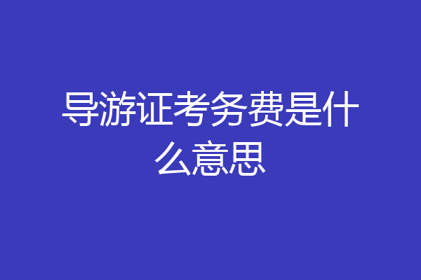 导游证考务费是什么意思
