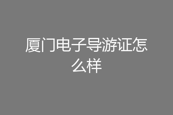 厦门电子导游证怎么样
