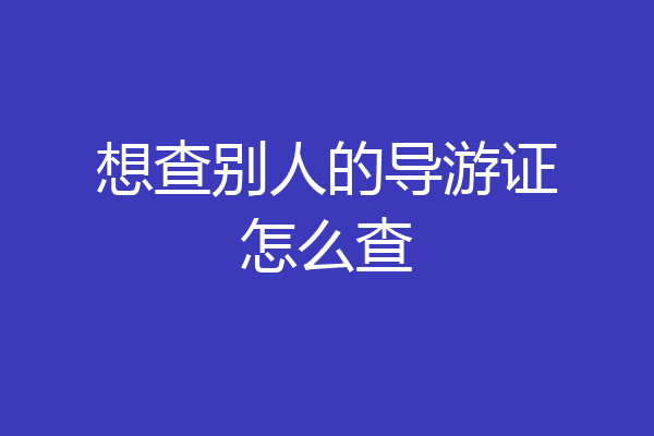 想查别人的导游证怎么查