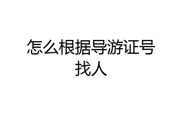 怎么根据导游证号找人