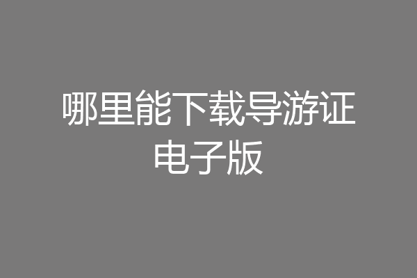 哪里能下载导游证电子版