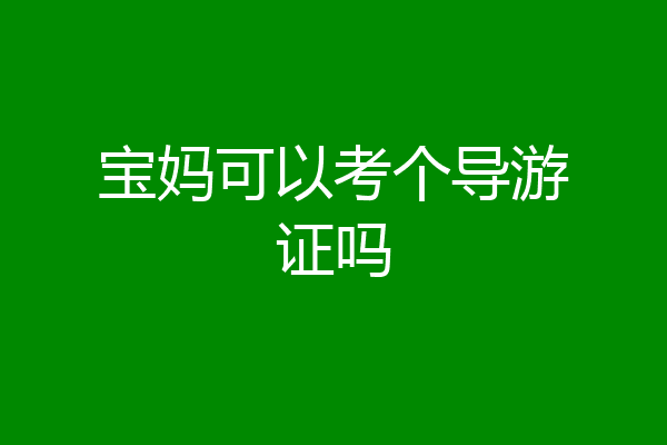 宝妈可以考个导游证吗