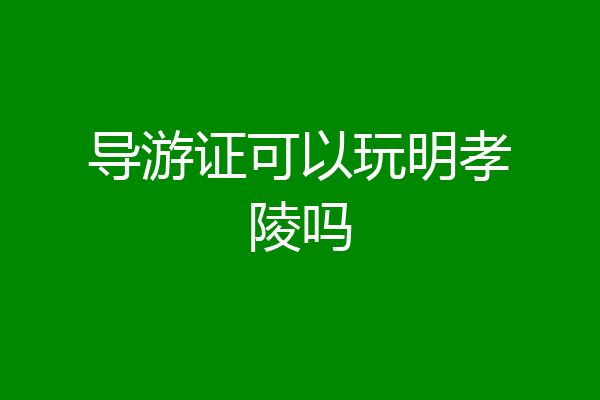 导游证可以玩明孝陵吗