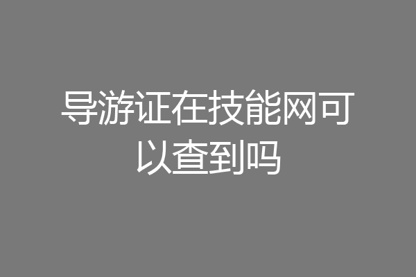 导游证在技能网可以查到吗