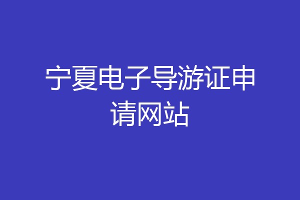 宁夏电子导游证申请网站