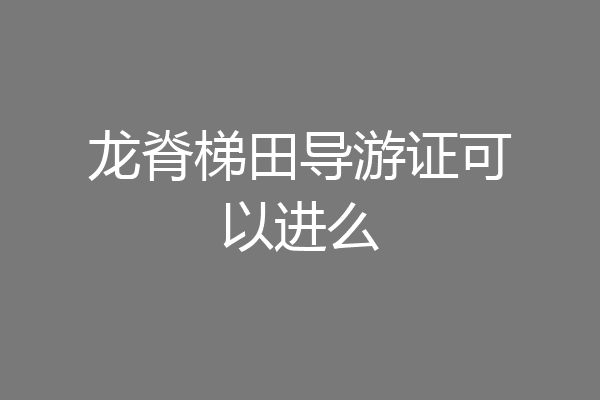 龙脊梯田导游证可以进么