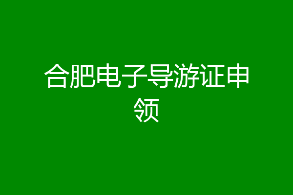 合肥电子导游证申领