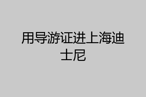用导游证进上海迪士尼