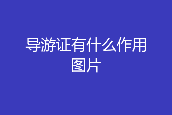 导游证有什么作用图片