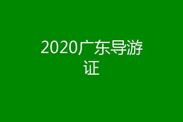 2020广东导游证