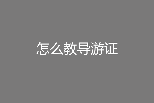 怎么教导游证