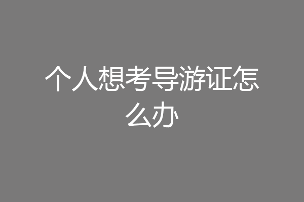 个人想考导游证怎么办