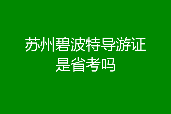 苏州碧波特导游证是省考吗