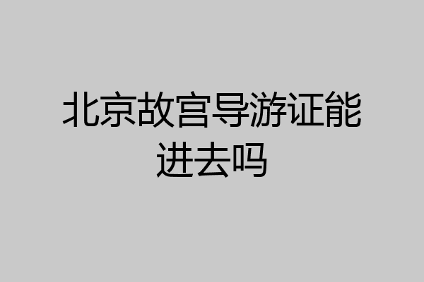 北京故宫导游证能进去吗