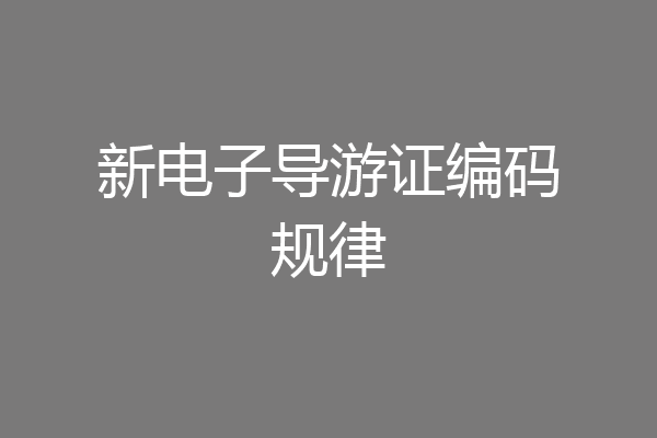 新电子导游证编码规律