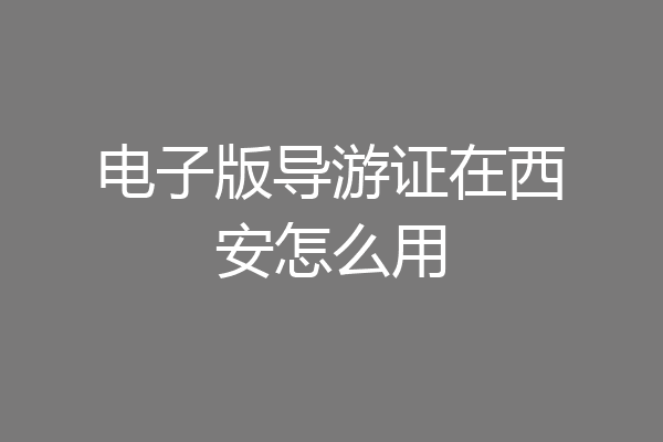电子版导游证在西安怎么用