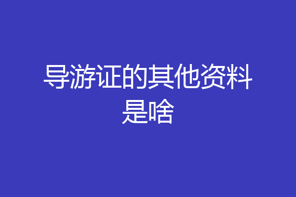 导游证的其他资料是啥