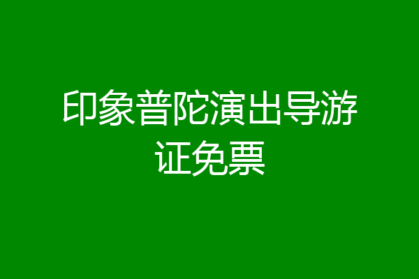 印象普陀演出导游证免票