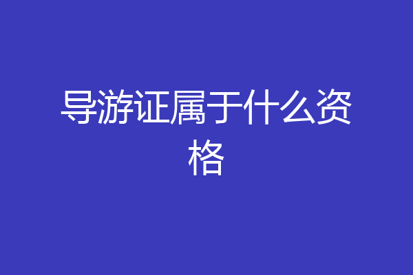 导游证属于什么资格