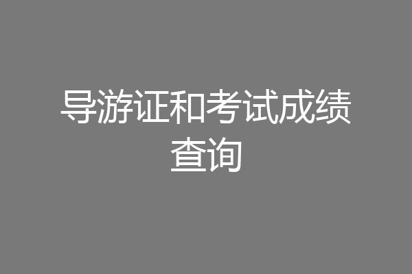 导游证和考试成绩查询